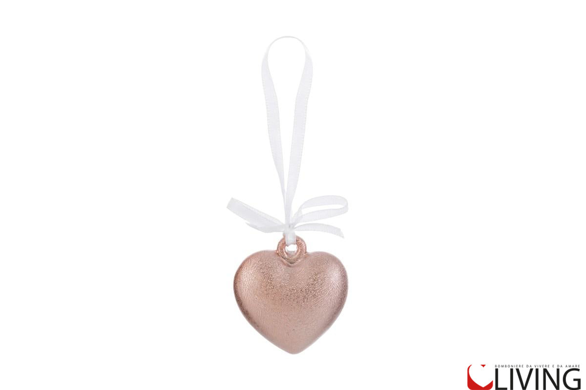 bomboniera cuore appendino martellato rosa