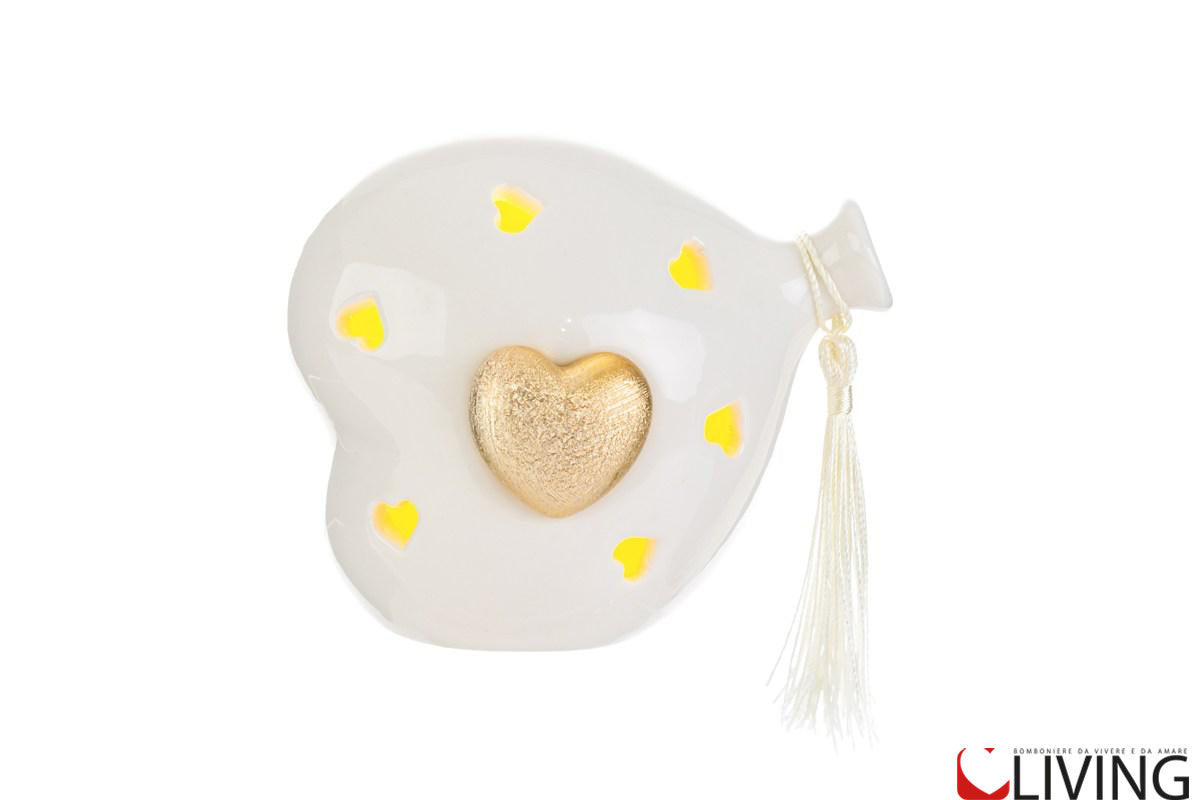 bomboniera cuore balloon led porcellana bianca
