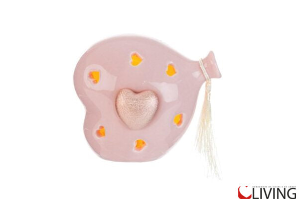 bomboniera cuore balloon led porcellana rosa