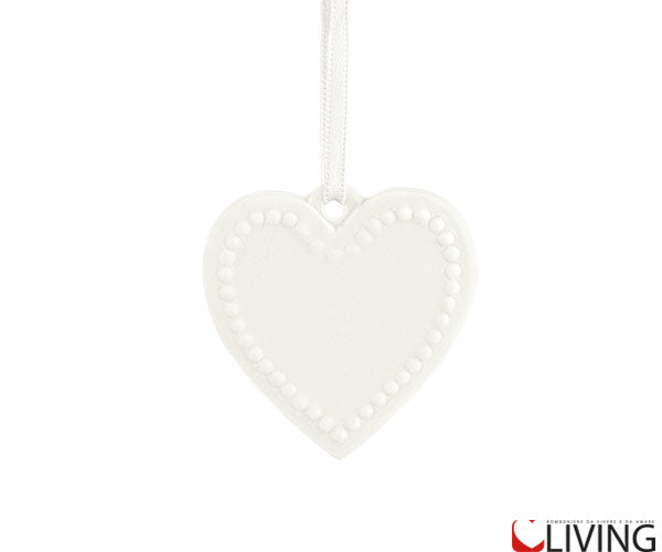 bomboniera cuore porcellana bianca da appendere