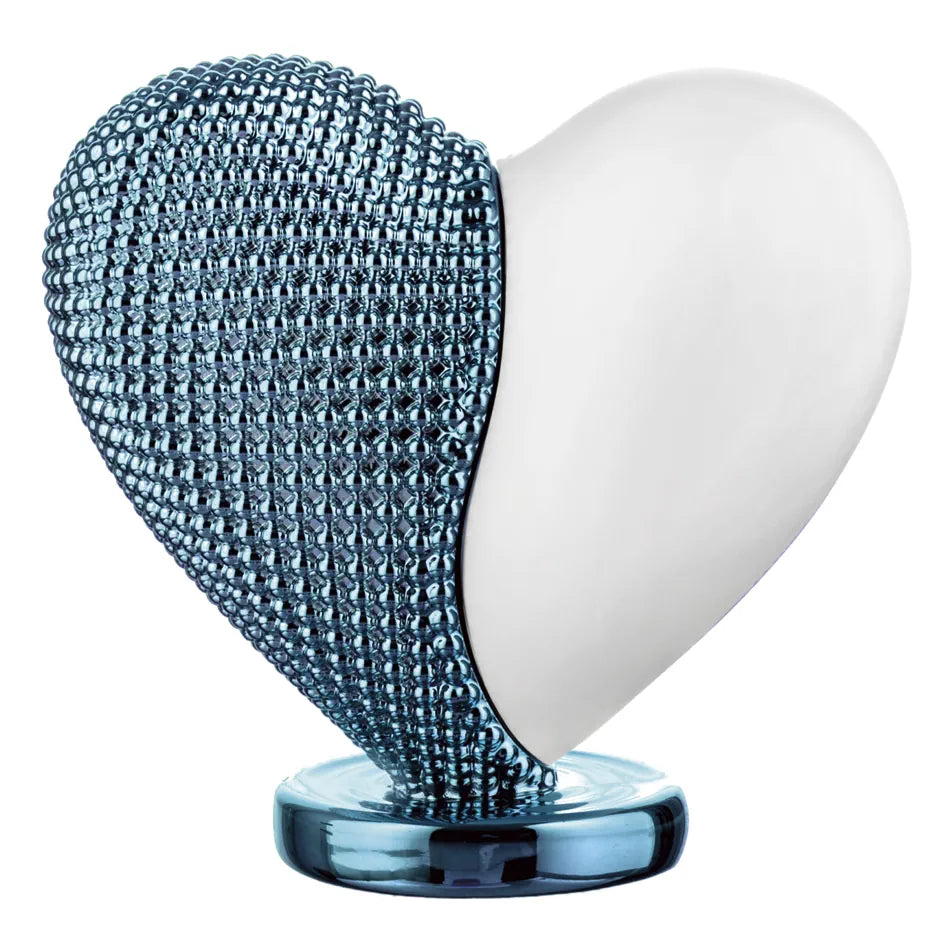 cuore con base metà celeste e metà bianco in marmorino