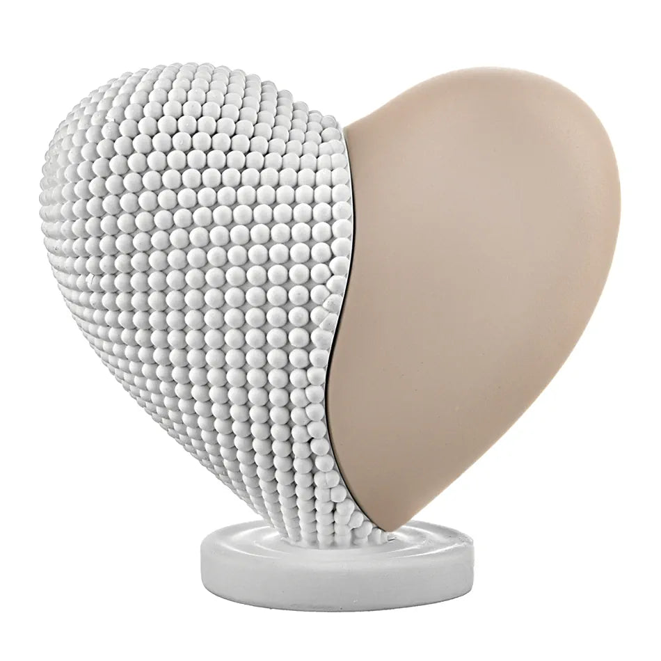 bomboniera cuore con base metà rosa cipria e metà bianco in marmorino