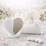 cuore con base metà nocciola e metà bianco in marmorino