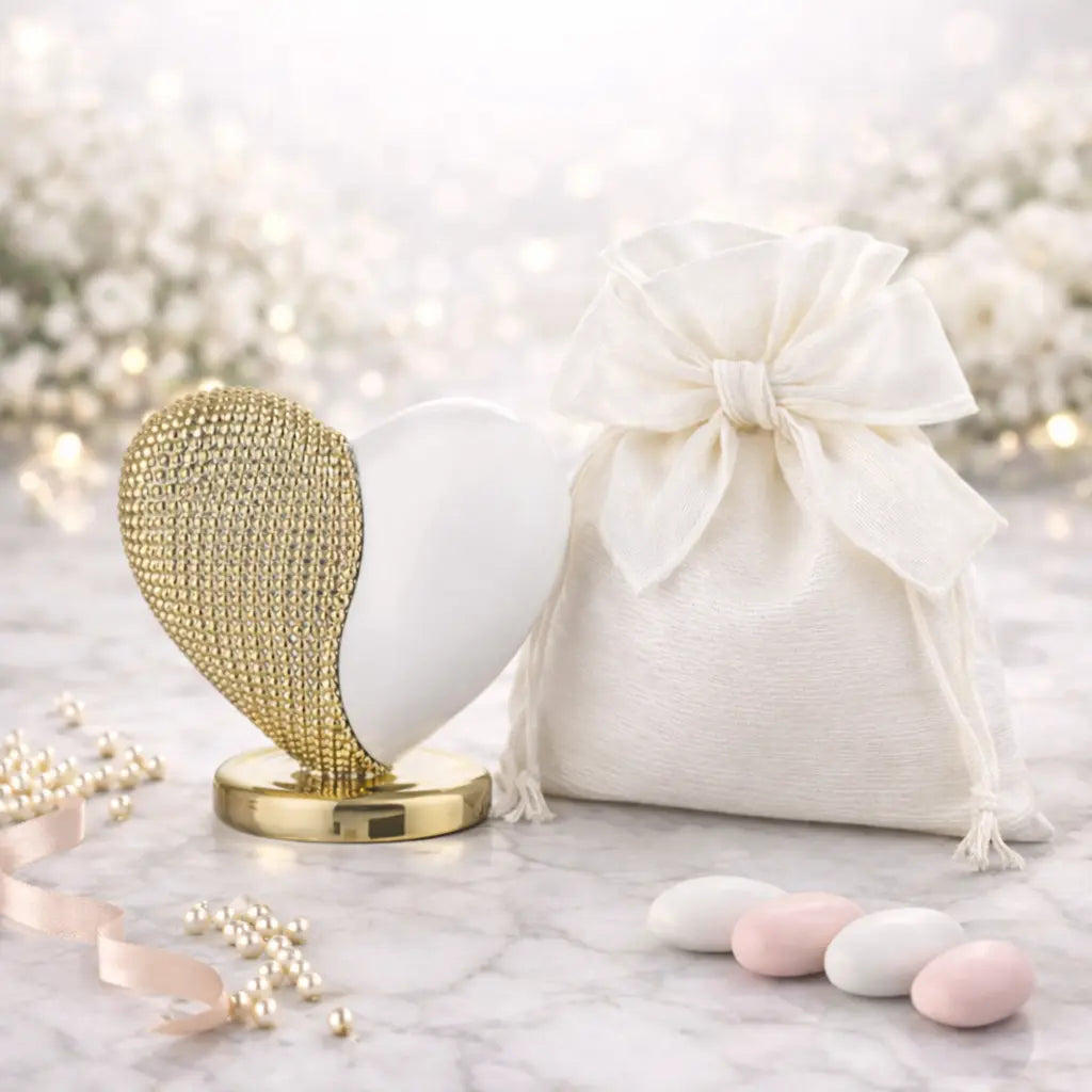 cuore con base metà oro e metà bianco in marmorino