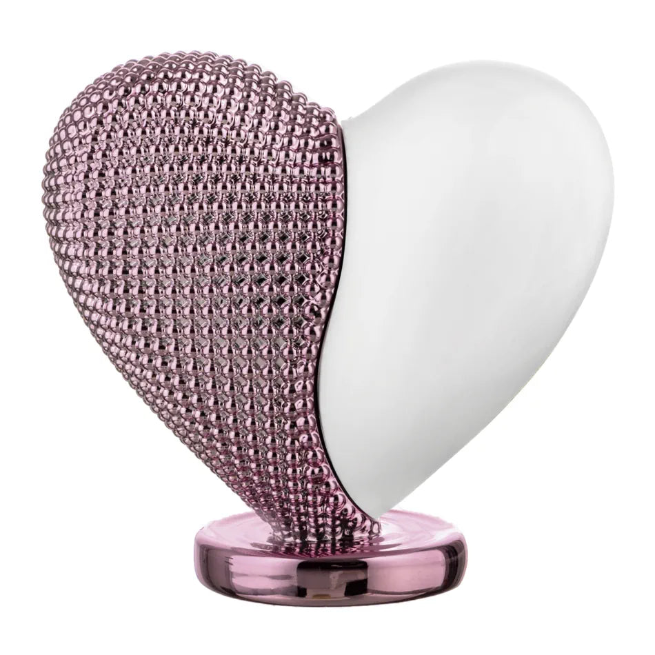 bomboniera cuore con base metà rosa e metà bianco in marmorino