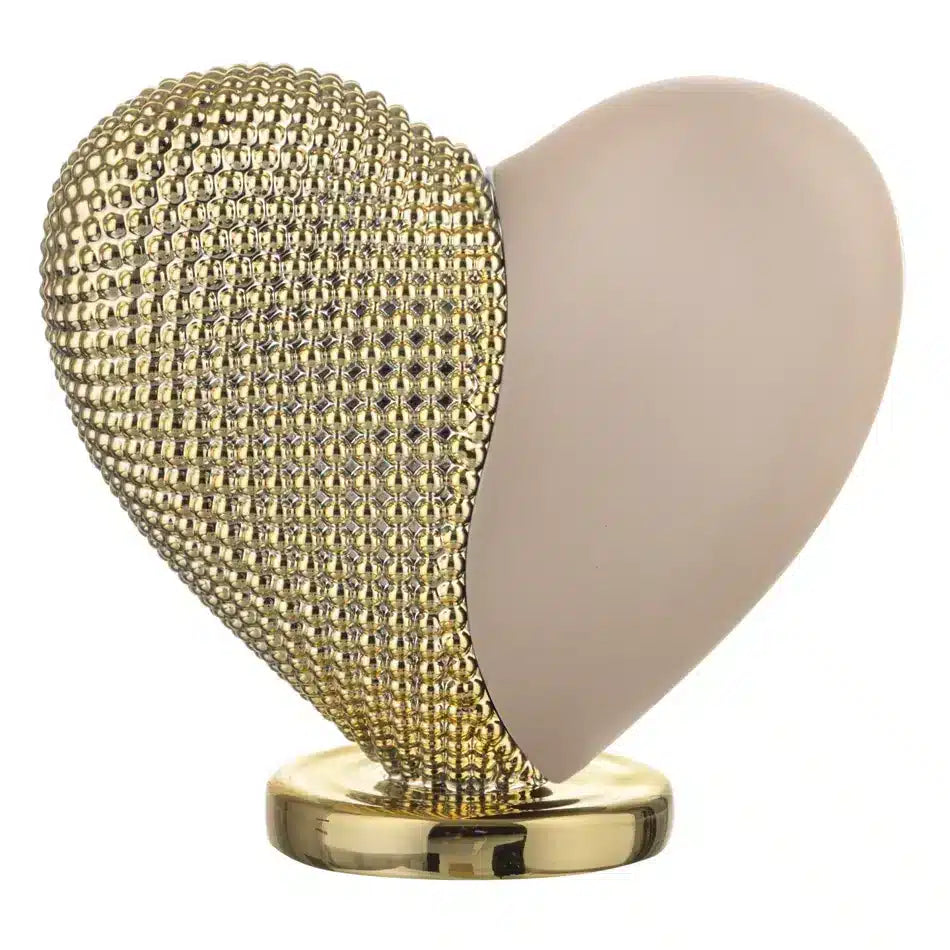 cuore con base metà oro e metà cipria in marmorino