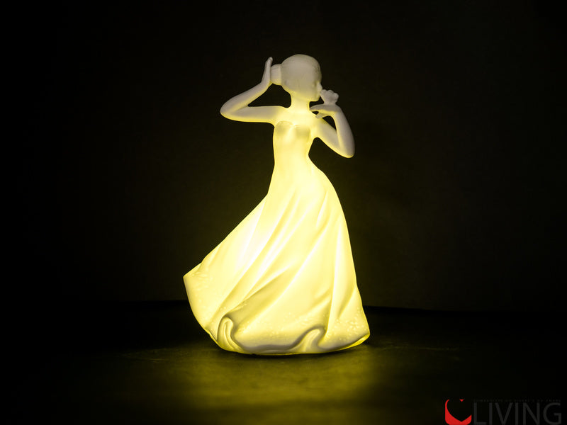 bomboniera damina con colomba in bisquit con luce led