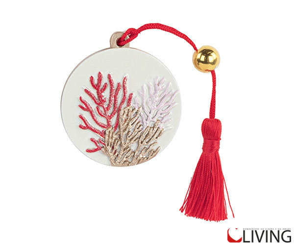 bomboniera decoro corallo rosso con nappa