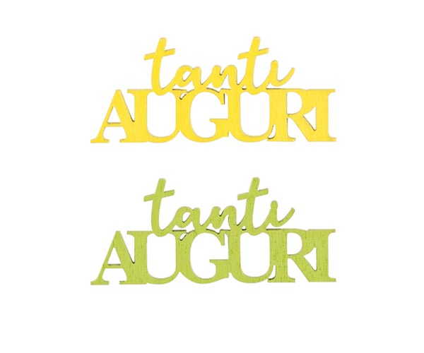 Decoro adesivo scritta " tanti auguri" colori assortiti.