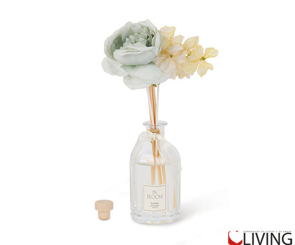 bomboniera diffusore vetro con fiori gialli e verdi
