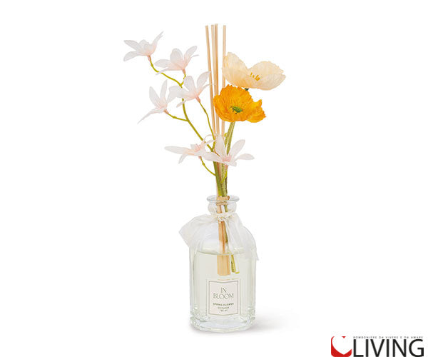 bomboniera diffusore vetro blooming love con fiori arancio