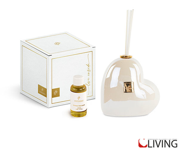 bomboniera cuore diffusore avorio perlato
