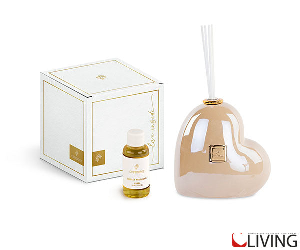 bomboniera cuore diffusore beige perlato