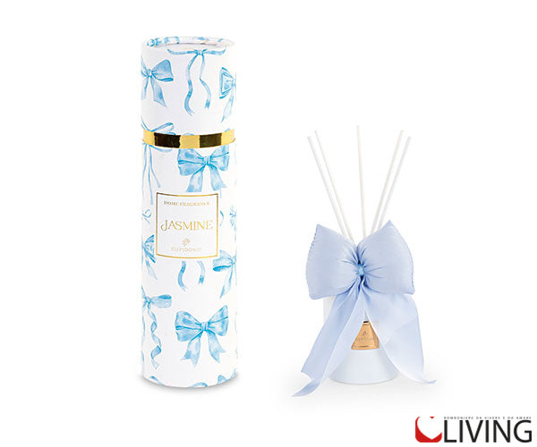 bomboniera diffusore fiocco chiffon azzurro