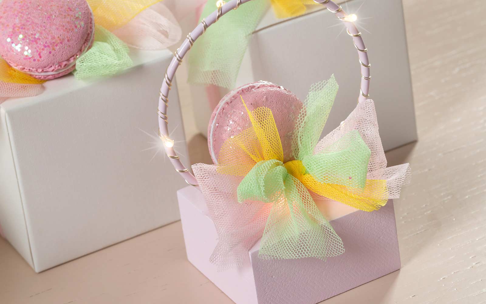 Bomboniera cerchio rosa baby con luce a led
