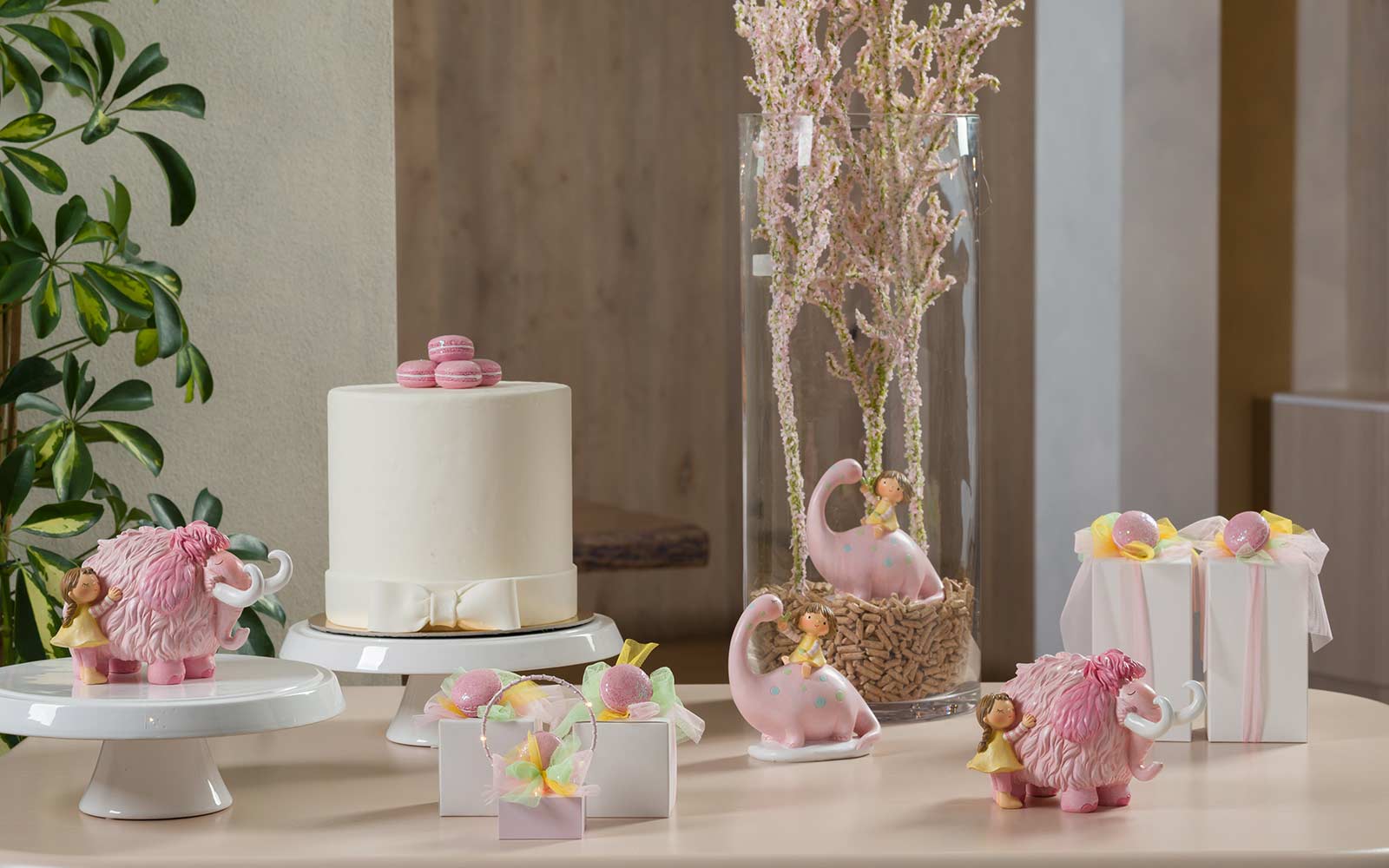 Bomboniera cerchio rosa baby con luce a led