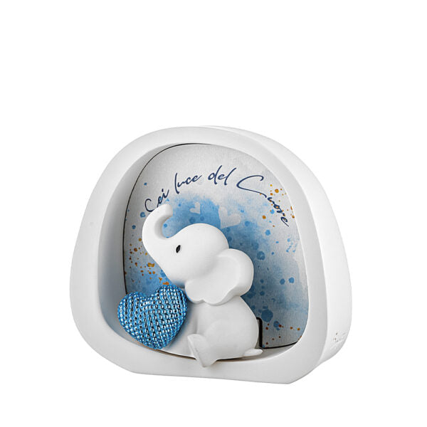 lampada LED elefantino celeste in marmorino