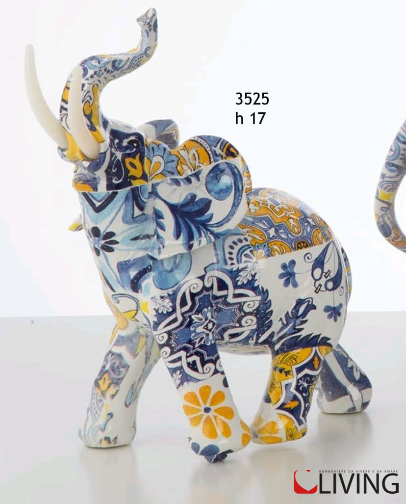 bomboniera elefante in resina multicolor