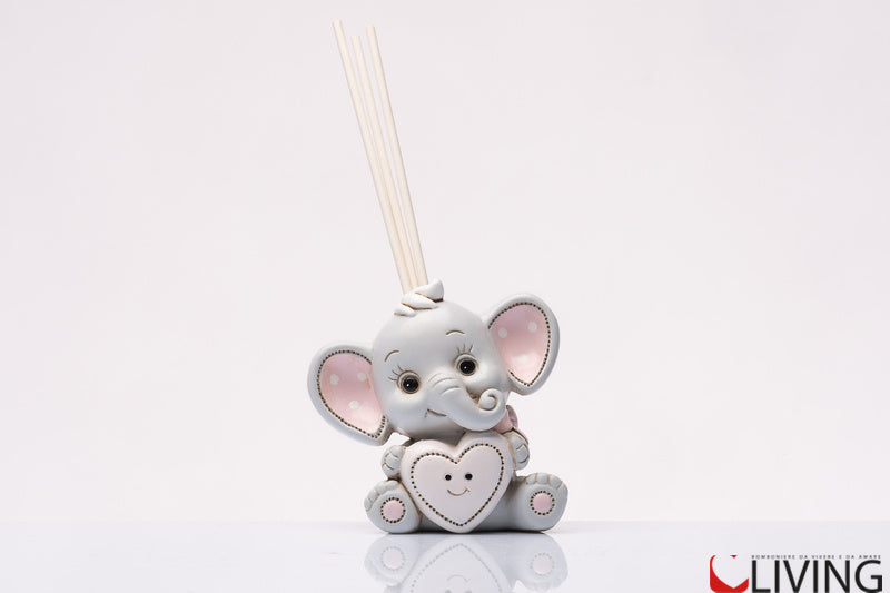 bomboniera profumatore elefante in resina rosa