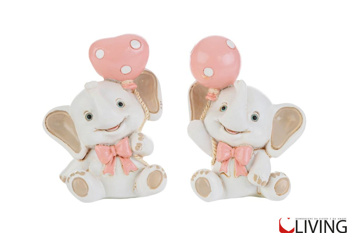 bomboniera elefante palloncino resina rosa