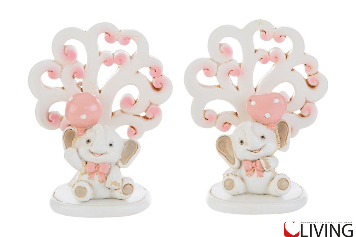 bomboniera elefantino rosa con albero della vita