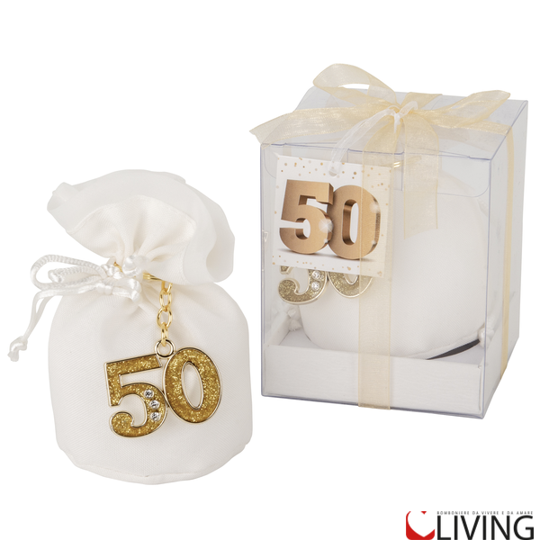 bomboniera sacchetto e portachiavi con 50