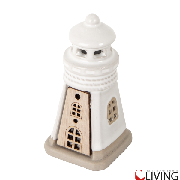 bomboniera faro con luce led linea wood
