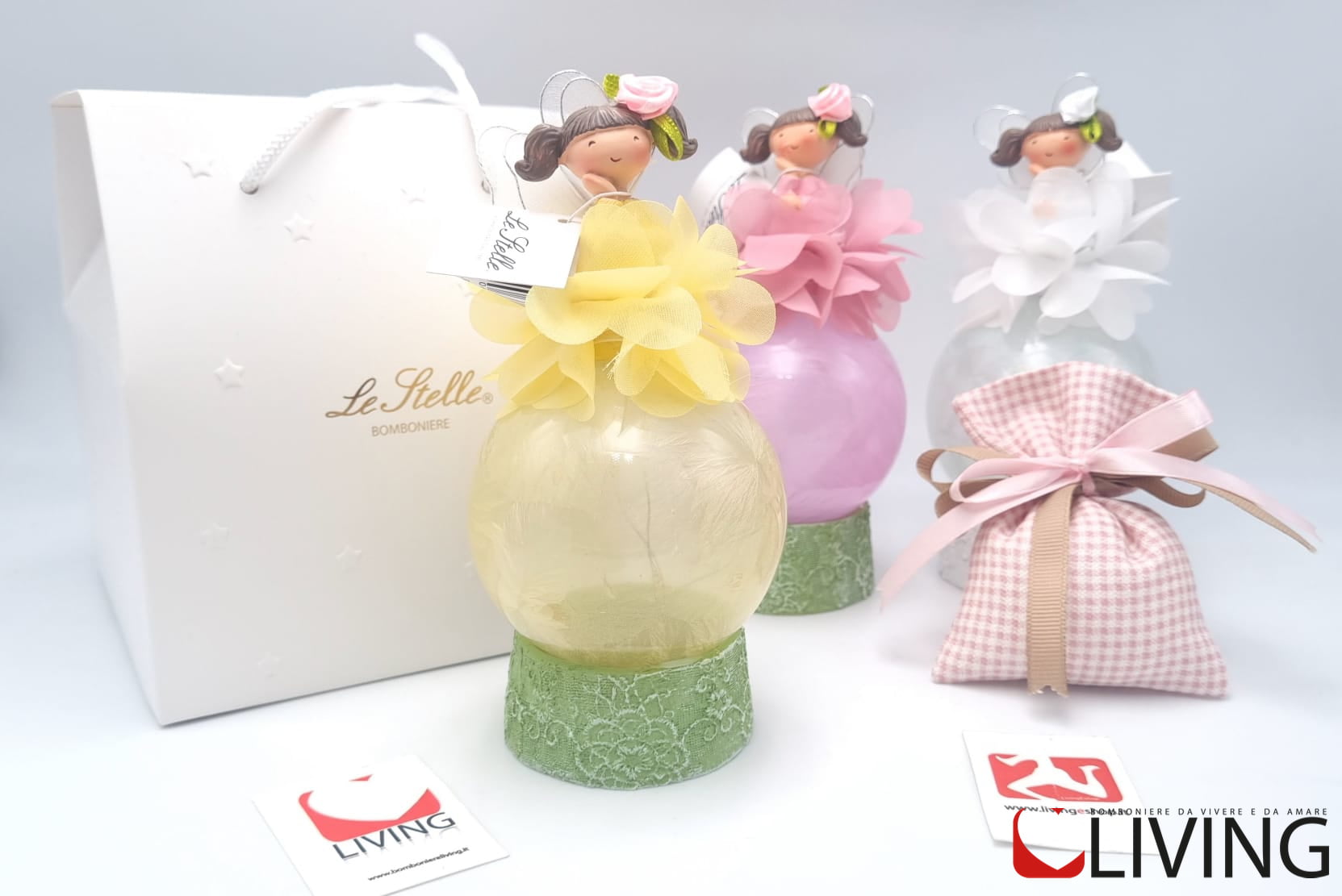 Bomboniera fatine colorate con luce a led