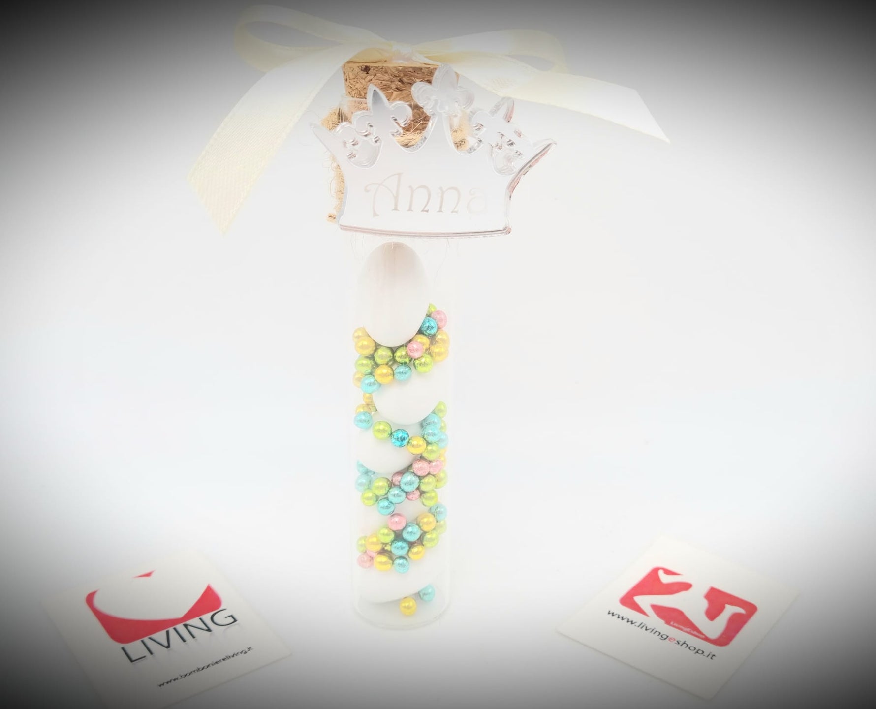 Bomboniera fialetta con magnete corona personalizzabile
