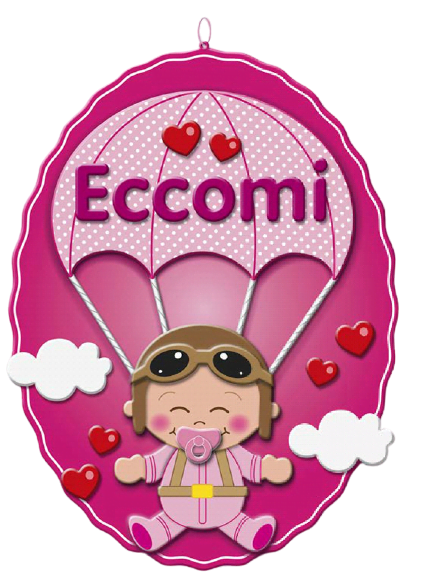 Fiocco nascita bimba con paracadute rosa