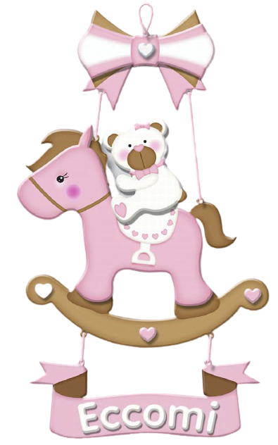 Fiocco nascita orsetto rosa su cavallo