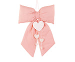 Addobbo nascita fiocco rosa con cuori da appendere