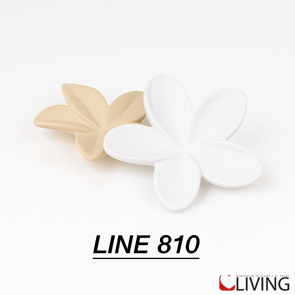 bomboniera fiore in porcellana bianco e beige