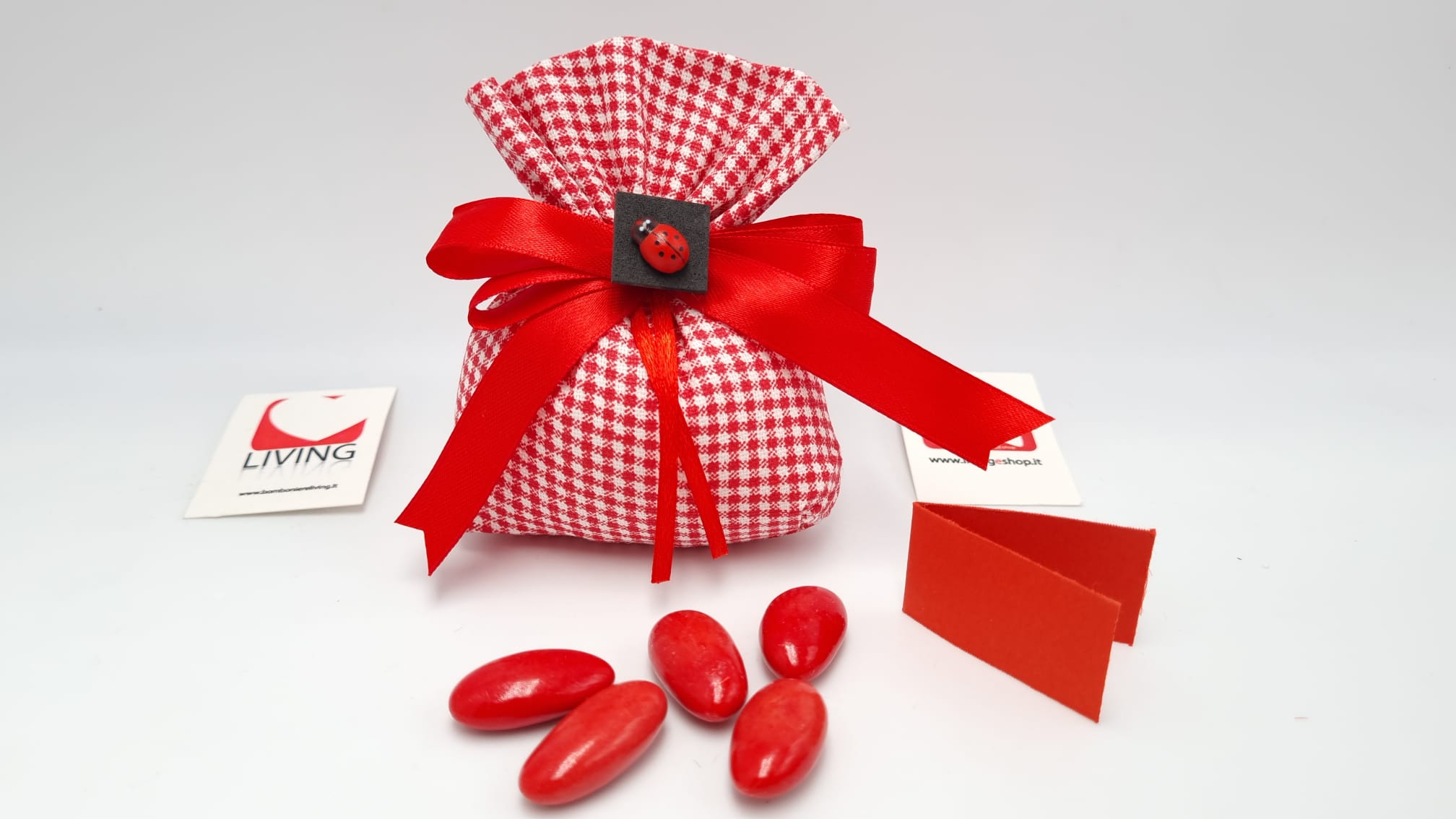 Sacchetto Laurea in tessuto quadri rosso
