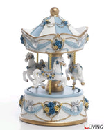 giostra carillon cavalli resina celeste