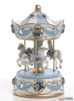 giostra cavalli carillon resina celeste