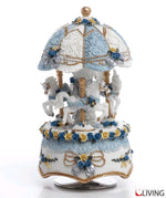 giostra carillon cupoletta cavalli resina celeste