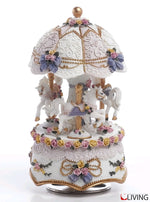 giostra carillon cupoletta cavalli resina rosa