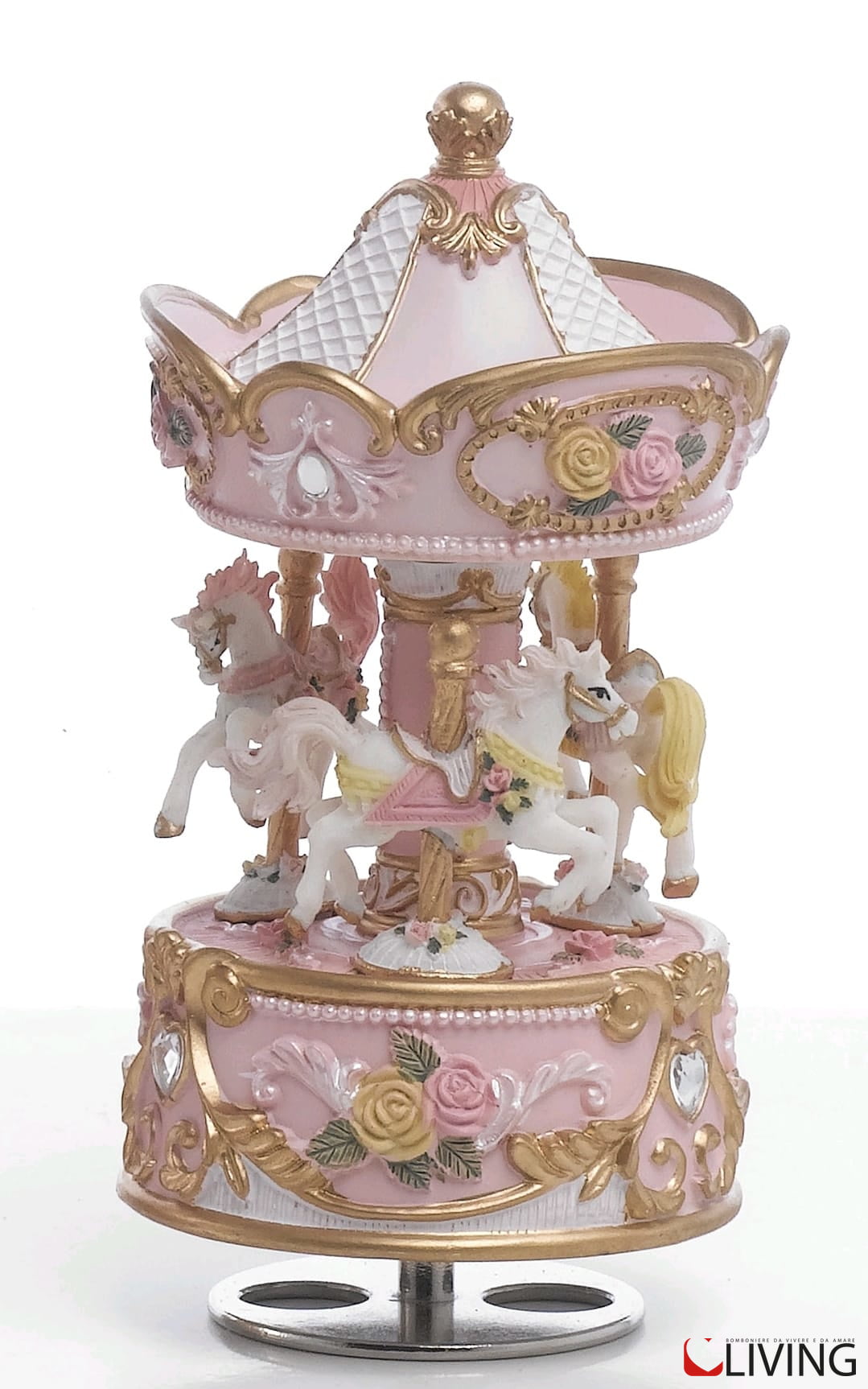 giostra carousel carillon resina rosa