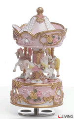 giostra carousel carillon resina rosa