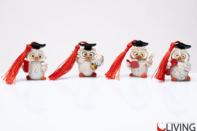 bomboniera laurea gufetti resina con nappina
