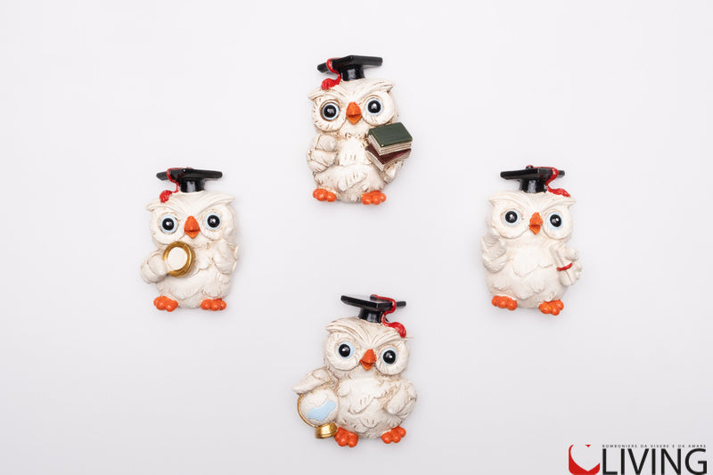 bomboniera laurea gufetti resina magnete