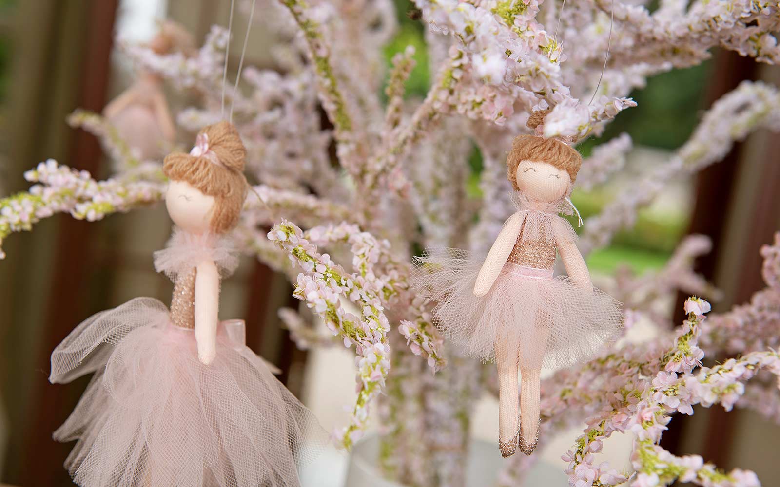 Bomboniera ballerina in tulle rosa da appendere