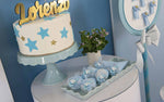 Addobbo nascita fiocco azzurro con sticker