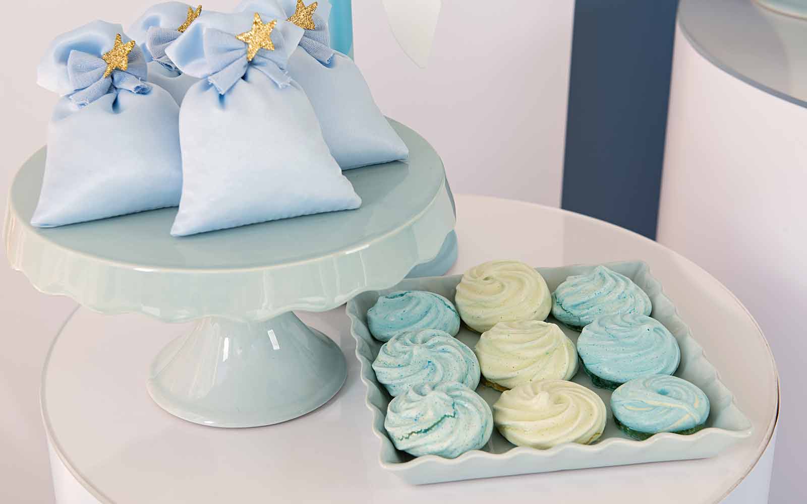 Addobbo tema Candy Stick piatto dolomite azzurro