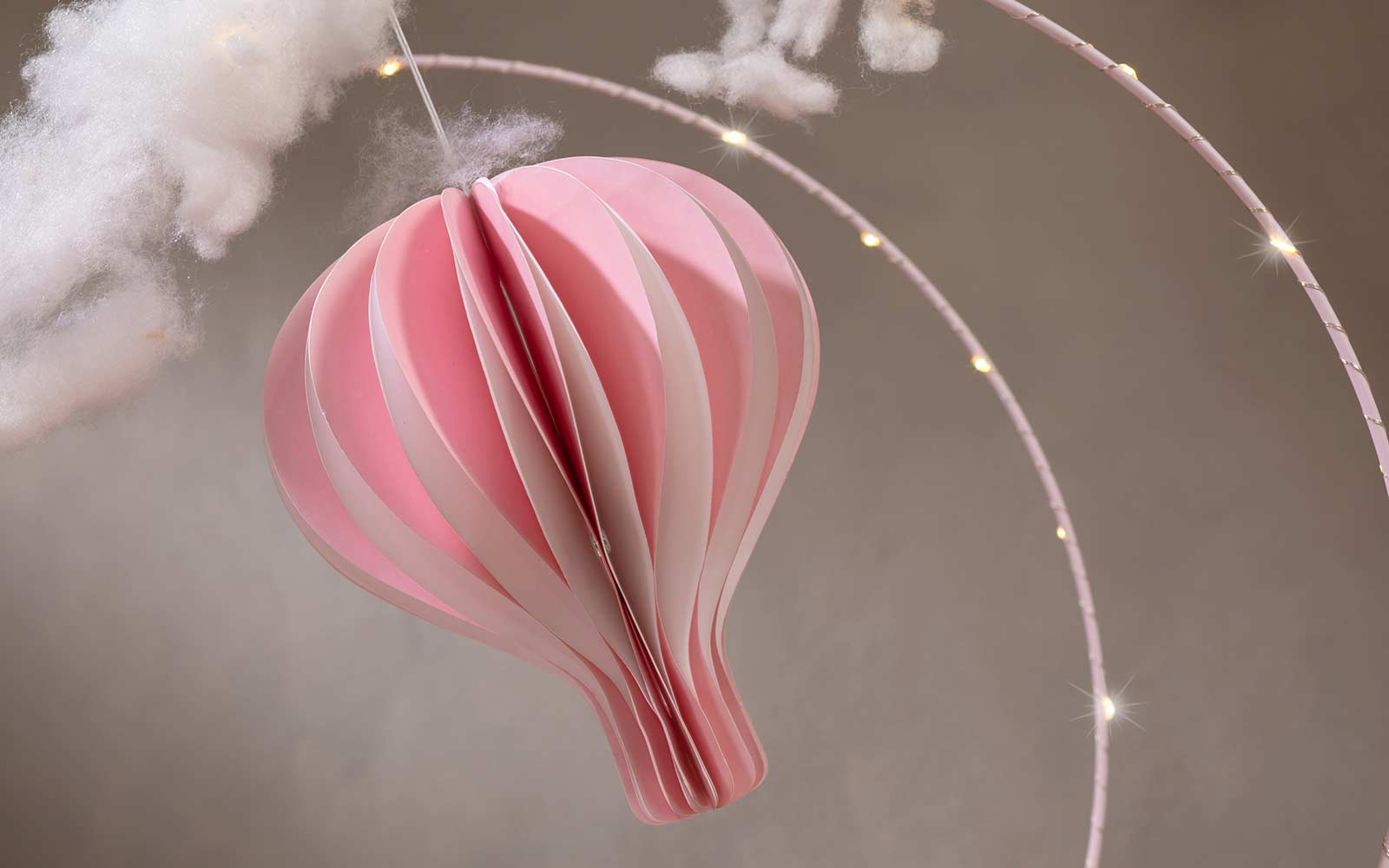 Addobbo Tema mongolfiera  set 3 mongolfiere da appendere rosa