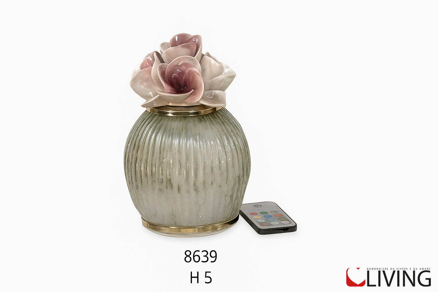 bomboniera lampada in vetro linea onice con rose
