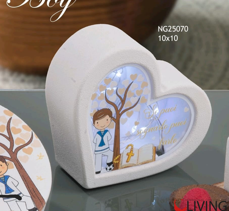 bomboniera lampada led cuore bimbo comunione