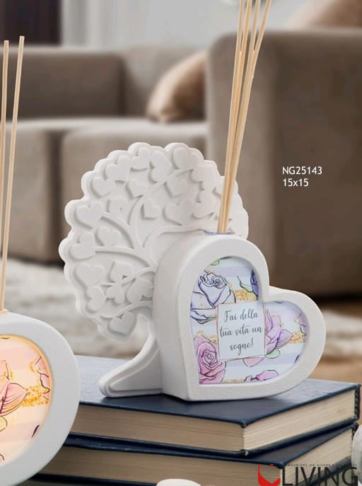 bomboniera diffusore albero con cuore led rose