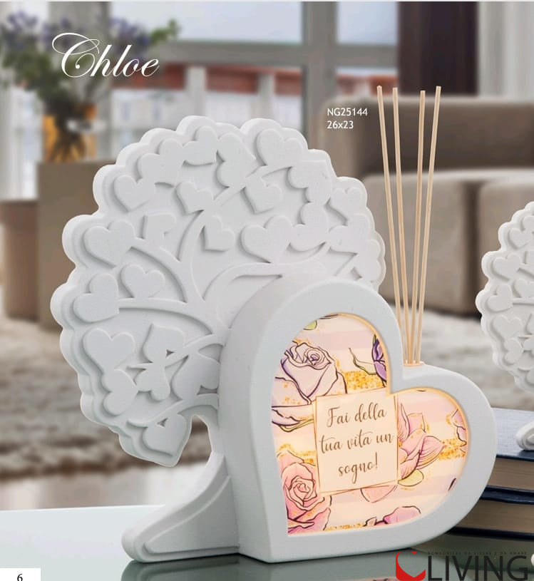 bomboniera diffusore albero con cuore led fiori